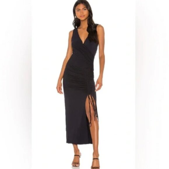 Bailey 44 Dresses & Skirts - Bailey 44 Aphrodite Black Ruched Tie Sleeveless V-Neckline Maxi Dress Size Small